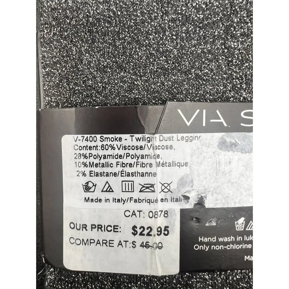 Via Spiga Tights Smoke Gray Size S/M NWT Twilight Dust Pattern New